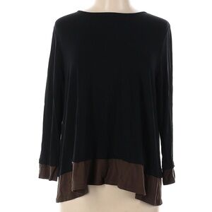 J. Jill Wearever Lagenlook Loose Flowy Black & Brown Blouse Top Women’s Large